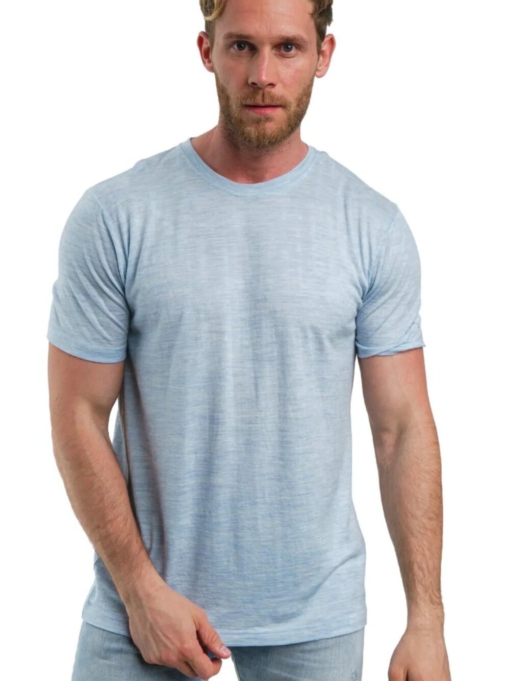 Merino.tech Men’s 100% Merino Wool T Shirt, Arctic Ice